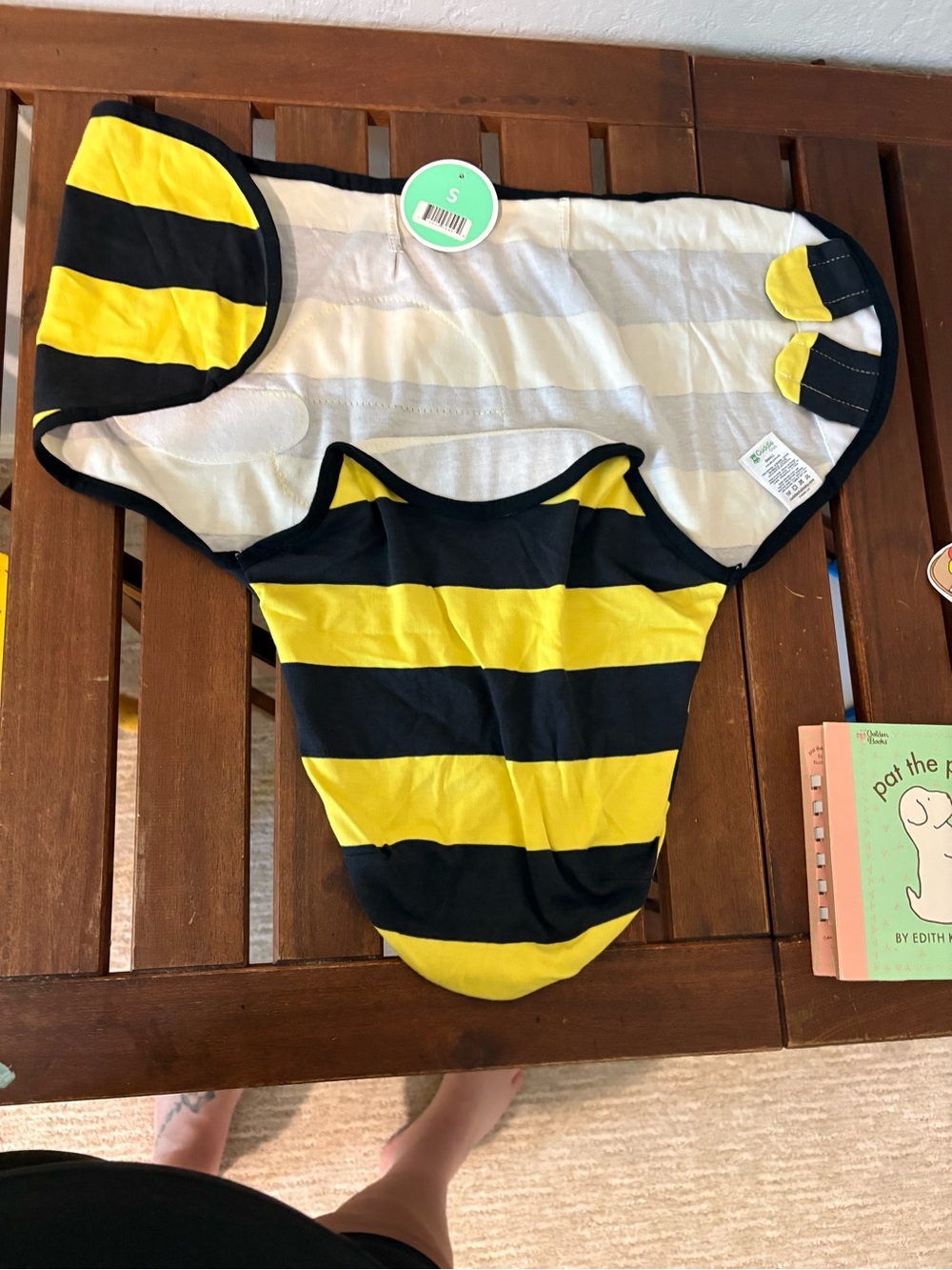 Striped Yellow & Black Baby One-Piece Swaddle